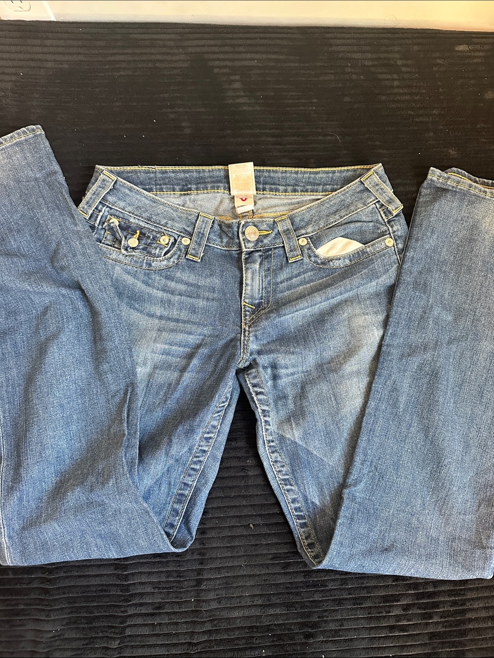 True Religion Women's Bootcut Jeans in Medium Blue Denim